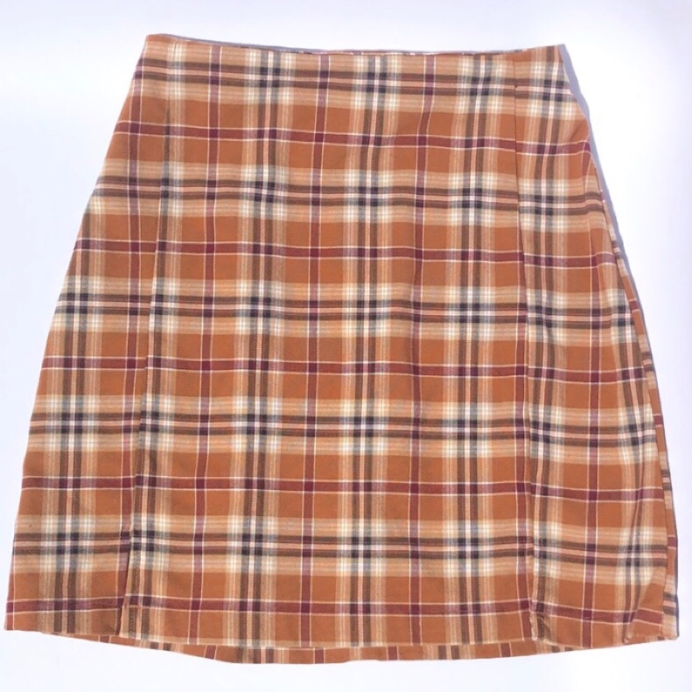 brandy melville plaid brown skirt